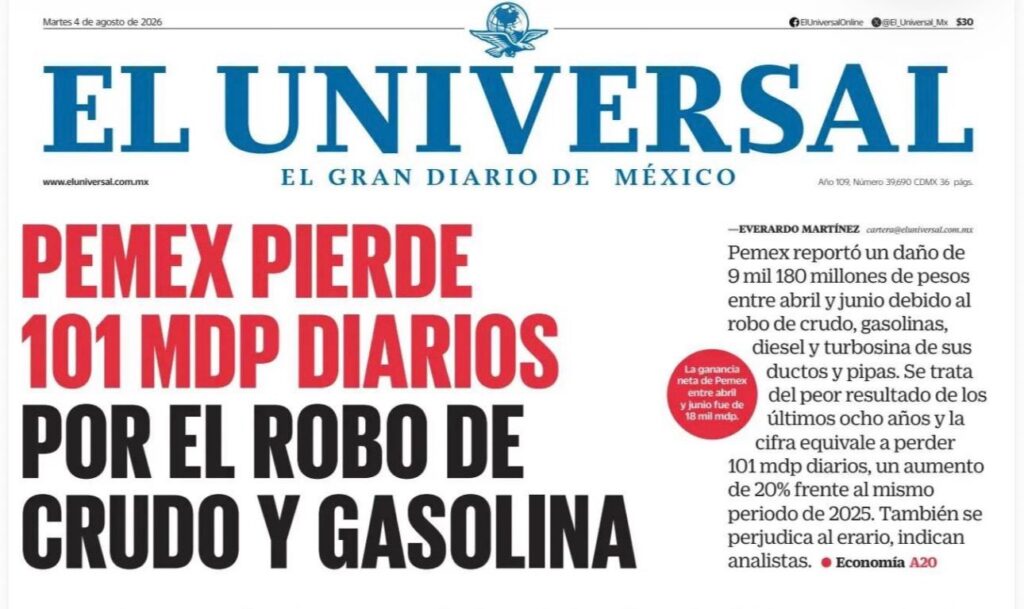 Pemex pierde 101 mdp diario por huachicol; roban crudo, gasolina y diésel – El Universal