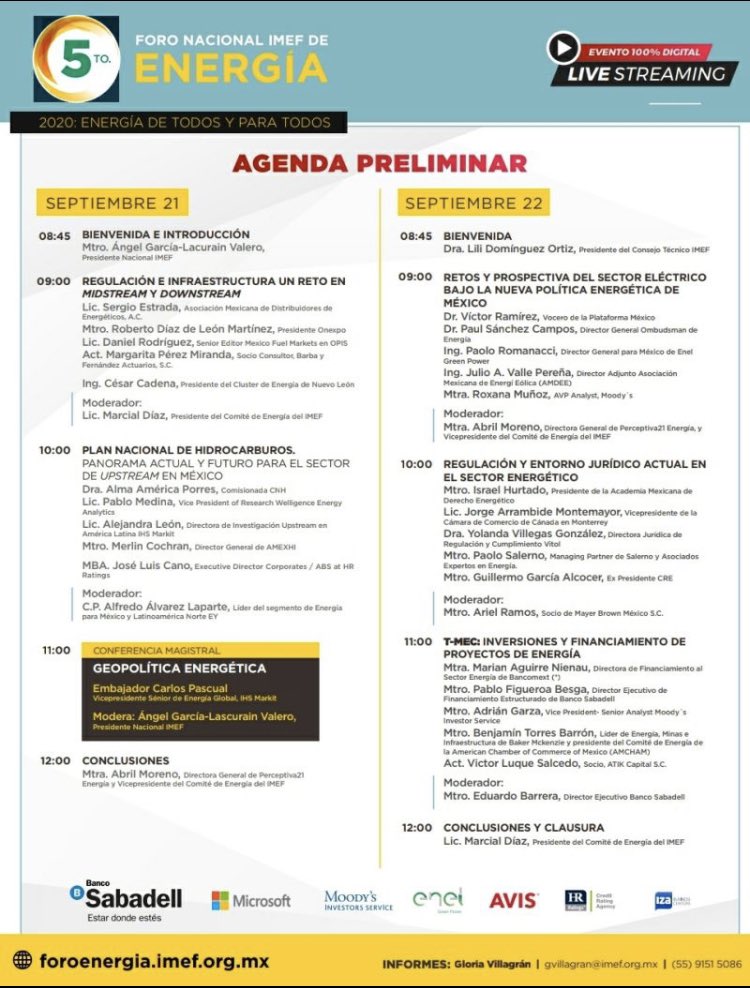 Participación y Moderación en el 5.º Foro Nacional IMEF de Energía 2020
